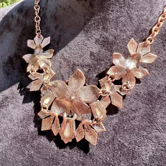 Copper Cream Long or Short Floral Statement Necklace Premier Designs Well Spent - Picture 11 of 11
